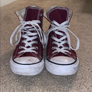 Burgundy High Top Converse